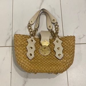 Michael Kors Straw Handbag w/ White Detail